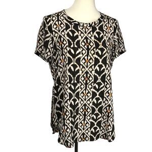 Acrobat Silk Blouse Short Sleeve Round Neck Abstract  Print Size Small